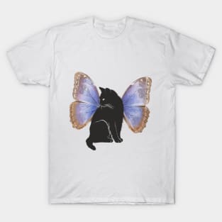 Black Cat With Butterfly Wings T-Shirt